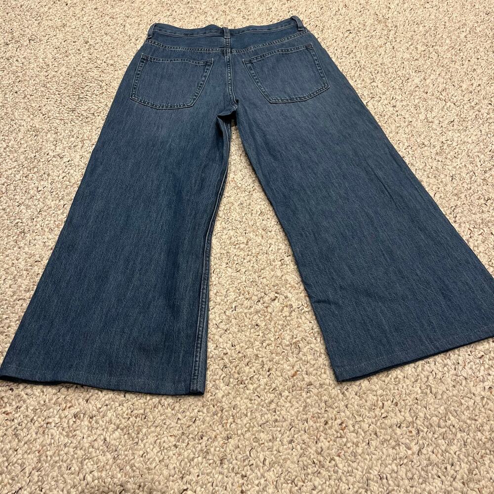 Uniqlo Wide Leg Crop Jeans Women's Sz 26 Dark Wash Inseam 23" Casual - Picture 5 of 5